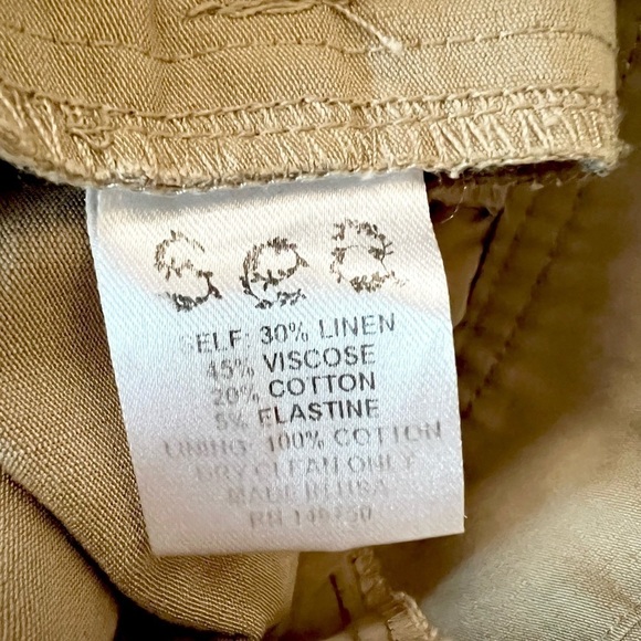 SEA NEW YORK High Rise Wide Leg Oversize-Cuff Crop Linen Blend Khaki Trousers 4 - Picture 7 of 7